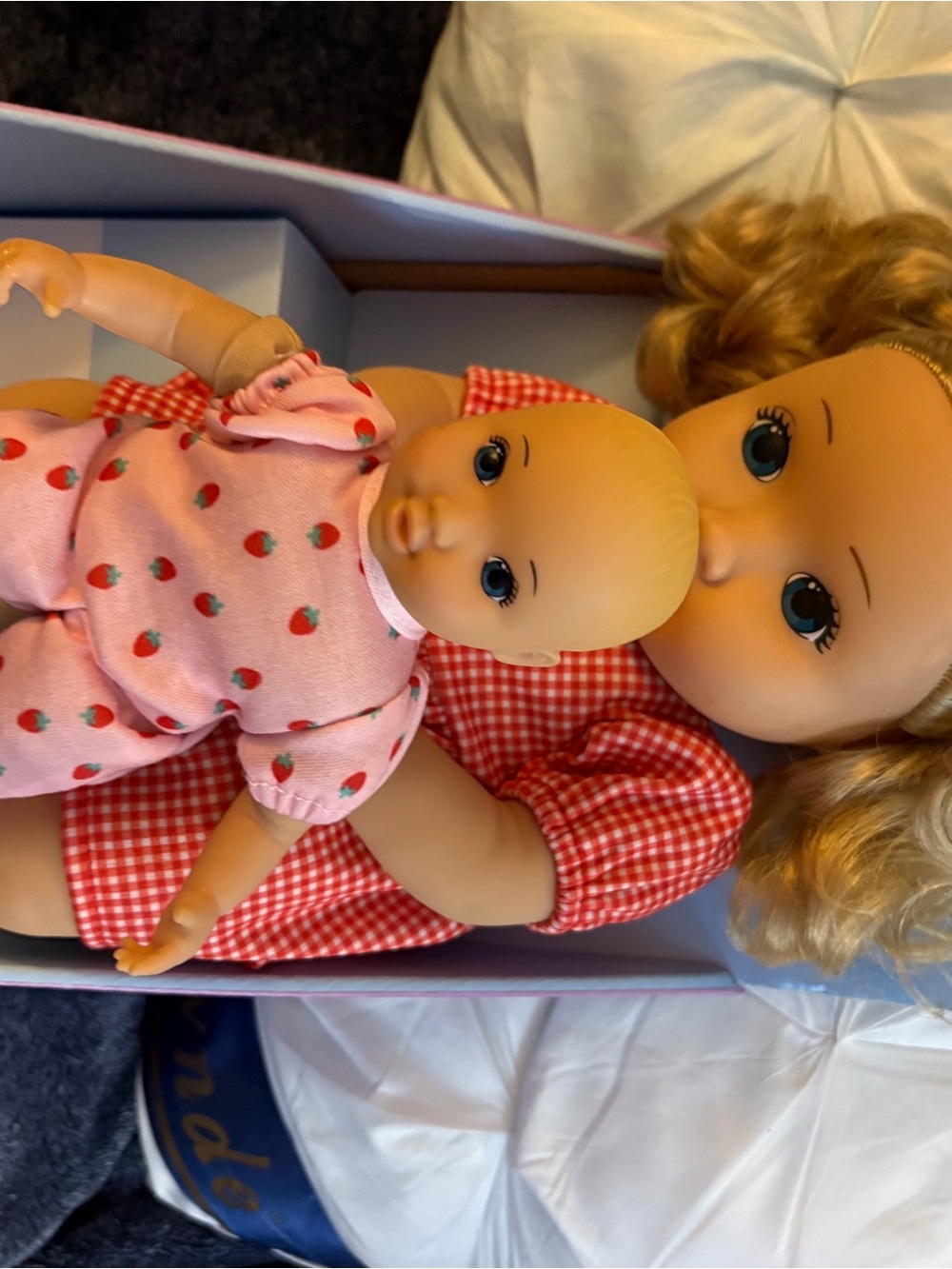 Classic Pink Gingham Doll with Strawberry Baby Doll Set